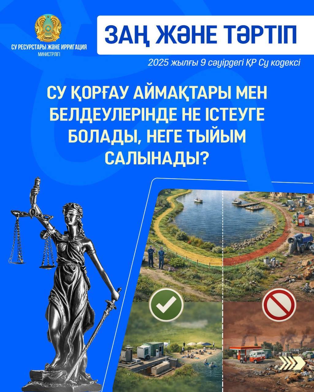 ЗАҢ ЖӘНЕ ТӘРТІП: Су қорғау аймақтары мен белдеулерінде не істеуге болады, неге тыйым салынады?