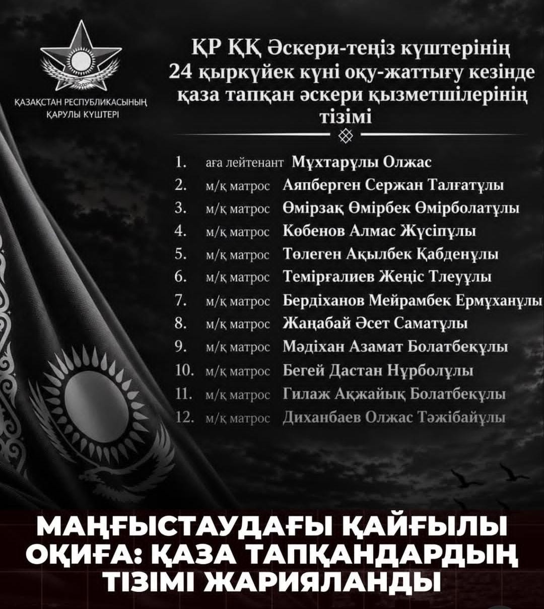 Маңғыстауда оқу-жаттығу-жауынгерлік тапсырманы орындау кезінде  17 әскери қызметші суға кеткен