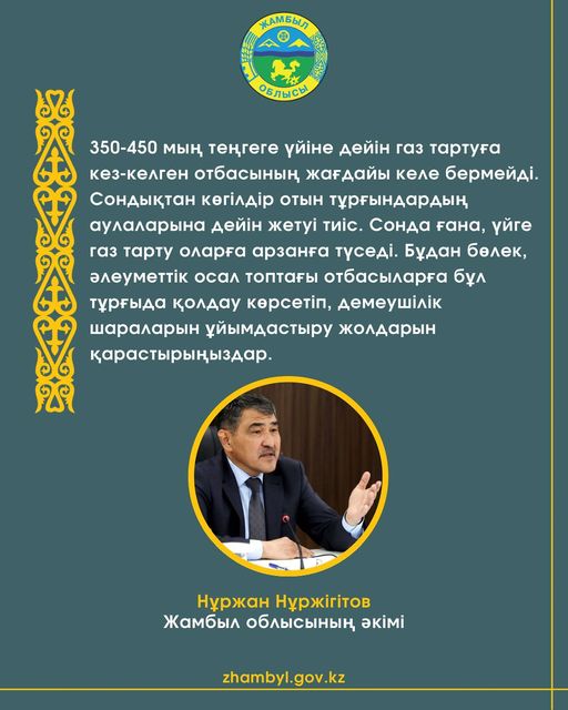 Нұржан Нұржігітов: 350-450 мың теңгеге үйіне дейін газ тартуға кез келген отбасының жағдайы келе бермейді