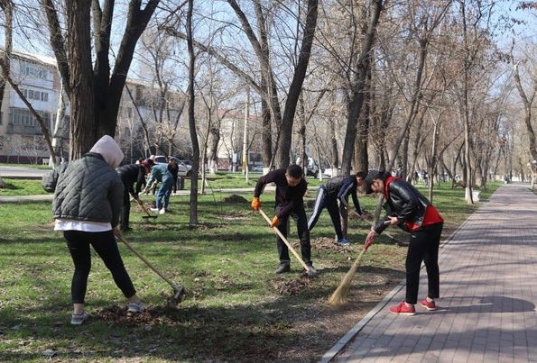 Таразда көктемгі көріктендіру, көгеріштендіру жұмыстары бойынша тал-дарақтар отырғызылып жатыр.