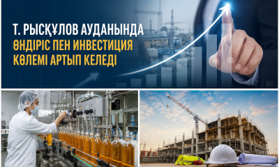 Т. Рысқұлов ауданы:  Өндіріс пен  инвестиция көлемі  артып келеді